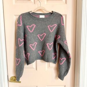 Grey heart pullover sweater
